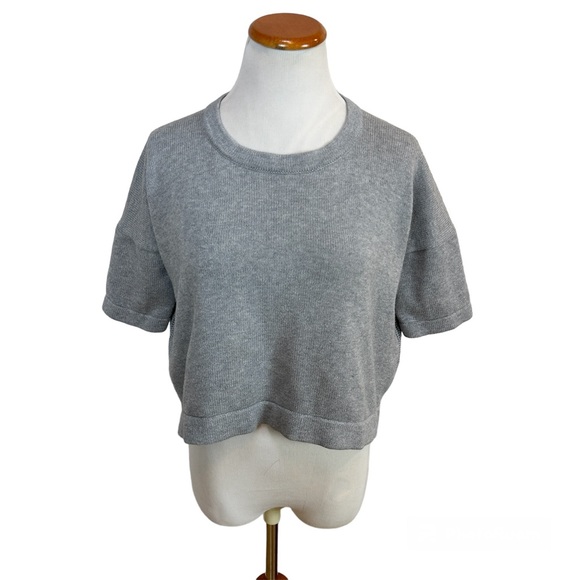 Lululemon Bhakti Reality Short‎ Sleeve Sweater Heathered Gray Women’s Sz 6 - Picture 1 of 4